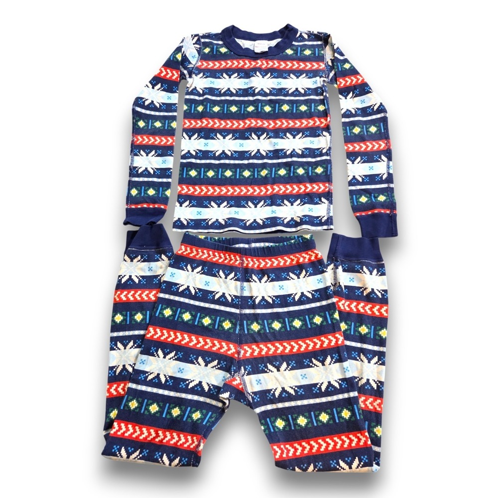Hanna Andersson Scandi Snowflake Fair Isle Pajamas Long John Kids Boys 130 US 8
